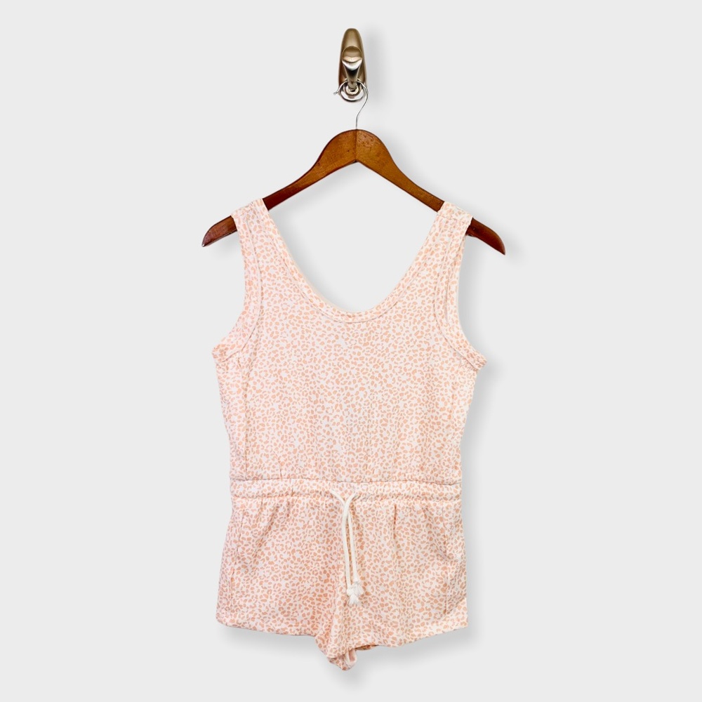 NWT PINK ROSE Girl Ivory Peach Leopard Romper